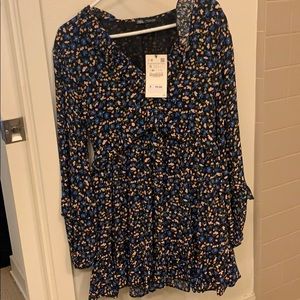 Zara Floral Mini Dress with Ruffles
